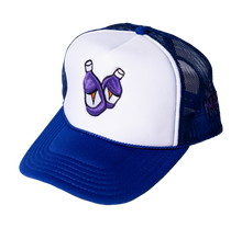 Load image into Gallery viewer, BLUE/WHITE TRUCKER HAT
