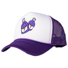 Load image into Gallery viewer, PURPLE/WHITE TRUCKER HAT
