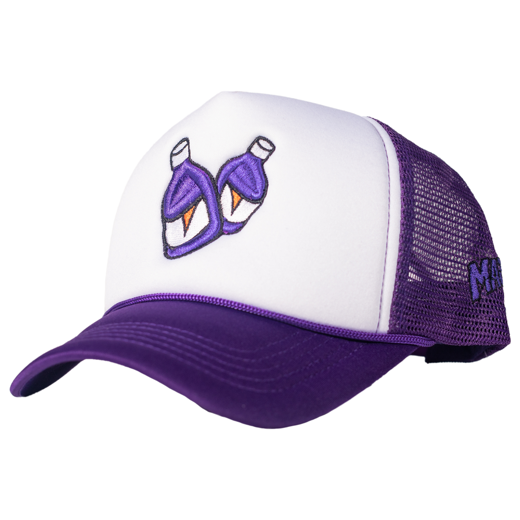 PURPLE/WHITE TRUCKER HAT